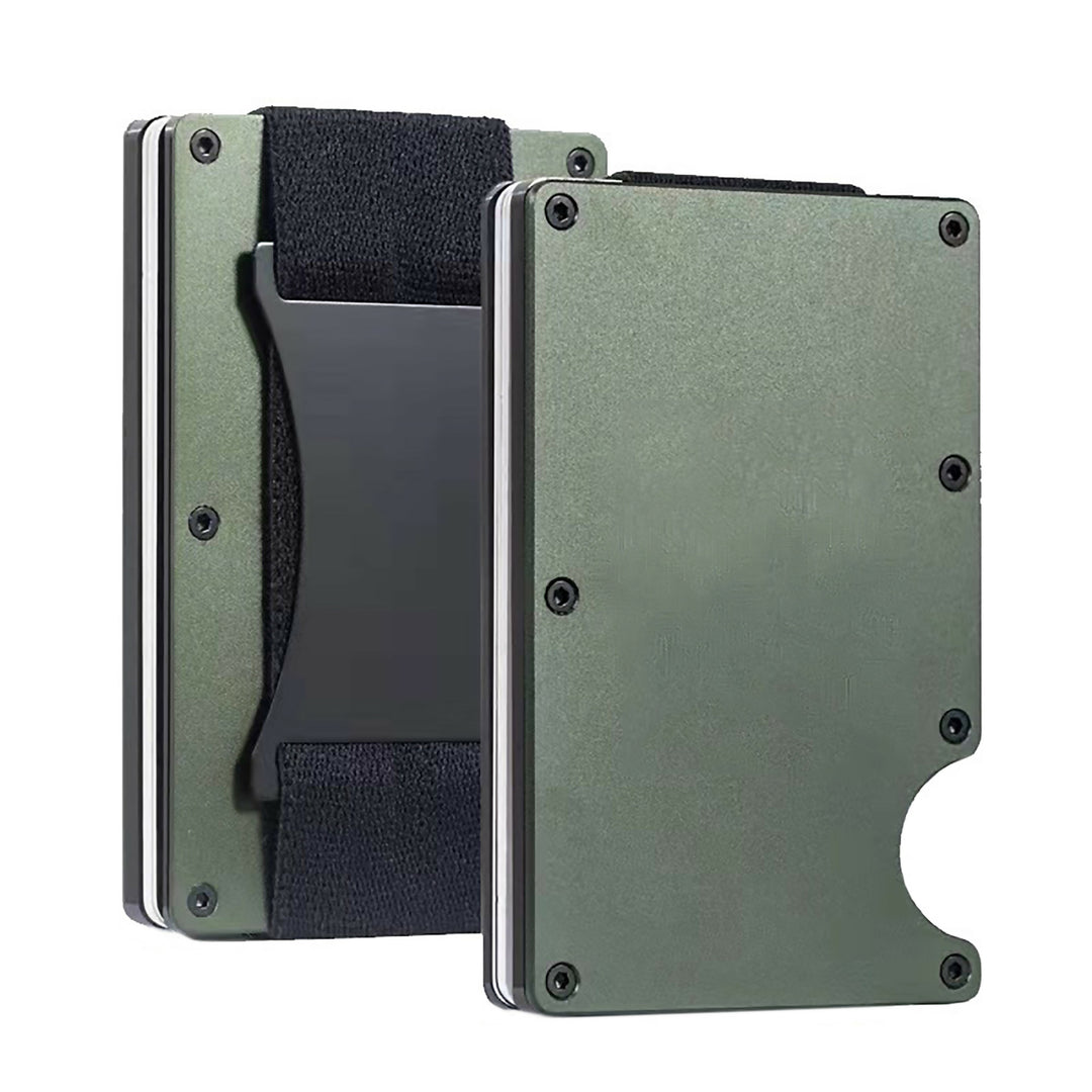 Metal Wallet with Cash Strap Band for Men RFID Card Holder Money Clip Wallets for Women ,Army Green ,2025- on Lucasgift