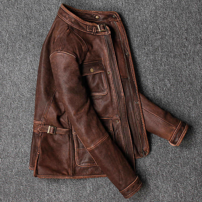 Genuine Handmade Brown Leather Jacket – Premium Quality Outerwear
