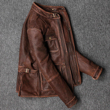 Genuine Handmade Brown Leather Jacket – Premium Quality Outerwear