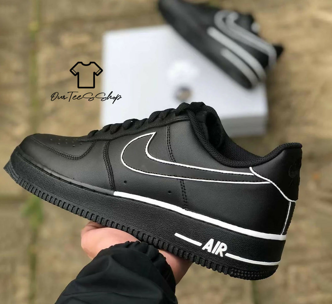 Custom White Line AF1 Sneakers, Hand Painted Personalized Shoes