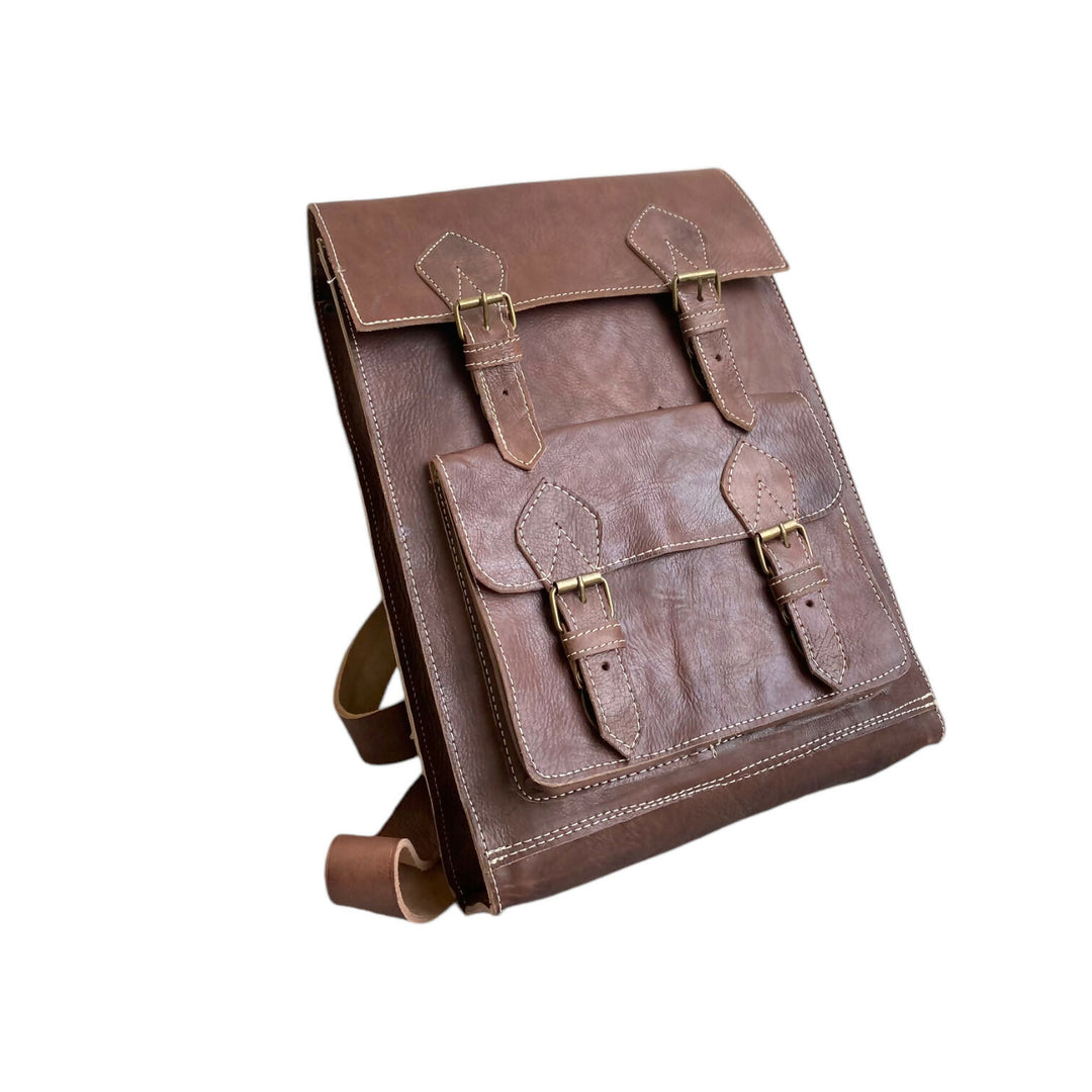 Vintage Moroccan Handcrafted Genuine Leather Backpack - Fez Artisan Premium- on Lucasgift