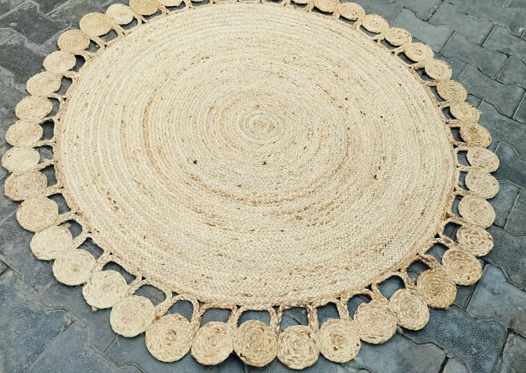 Sonia Artisan | Eco-Friendly Jute Rug | Unique Cutout Border | Living Room & Bedroom Decor- on Lucasgift