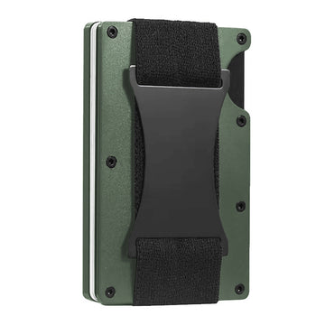 Metal Wallet with Cash Strap Band for Men RFID Card Holder Money Clip Wallets for Women ,Army Green ,2025- on Lucasgift