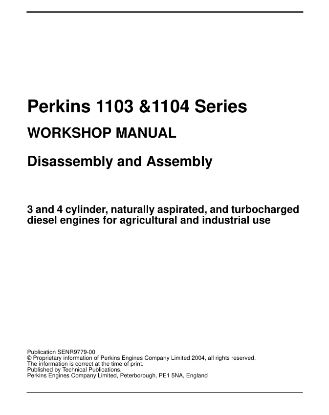 Perkins 1103 and 1104 Series Workshop and Disassembly and Assembly manual- on Lucasgift