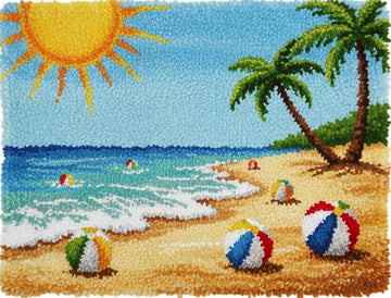 Rug Making Latch Hooking Kit | Sunny Beach-60x40cm-Blank Canvas on Lucasgift