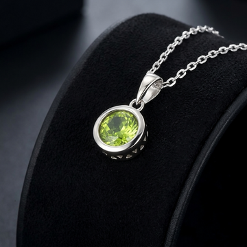 Peridot Necklace, Peridot Pendant Sterling Silver, Green Gemstone Jewelry, Raw Peridot Crystal Necklace, Gift for Her, Gift for Him- on Lucasgift