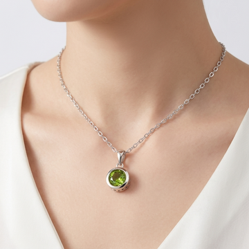 Peridot Necklace, Peridot Pendant Sterling Silver, Green Gemstone Jewelry, Raw Peridot Crystal Necklace, Gift for Her, Gift for Him- on Lucasgift