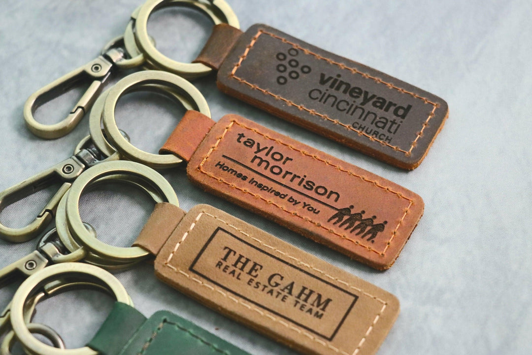 Business Logo Keychain, Custom Leather Keychain- on Lucasgift