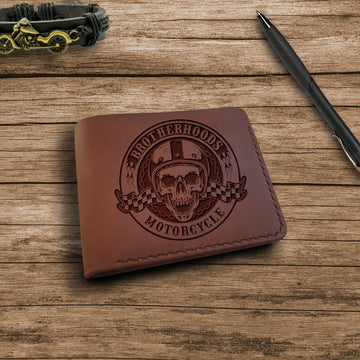 Motorcycle Gifts Personalized Wallet Motorcycle Personalized Motorcycle Gift Engraved Leather Bifold Wallet for Men Custom Slim Wallet- on Lucasgift