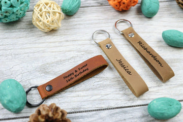 Set of 3 Slim Personalized Leather Keychain , Real Leather, Same Day Shipping, Free Shipping US- on Lucasgift