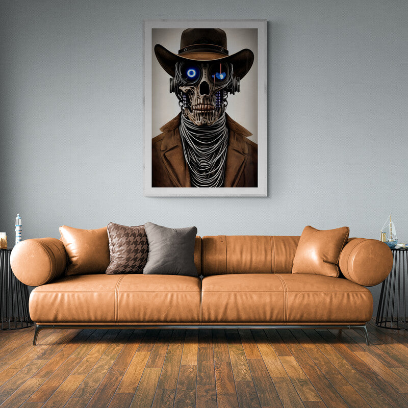 Premium Framed Print Robot Cowboy- on Lucasgift