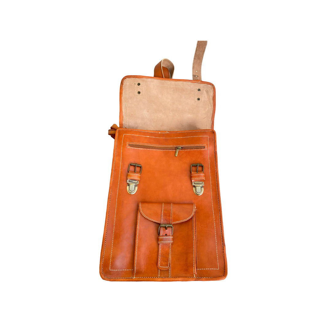 Handmade Genuine Leather Roll-Up Bag - Moroccan Crafts- on Lucasgift