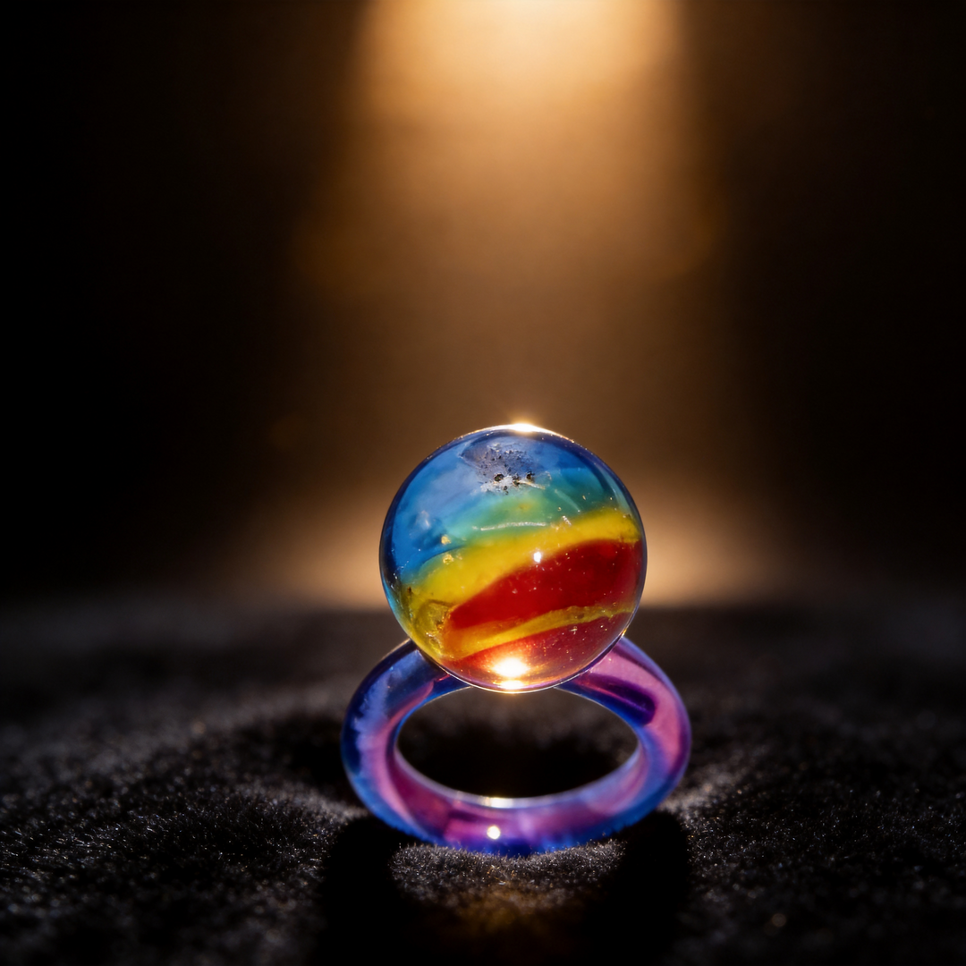 Stardew Valley Galaxy Wedding Ring - Handcrafted Glass Art Statement Ring, Gift for Gamer, Unique Rainbow Planet Ring