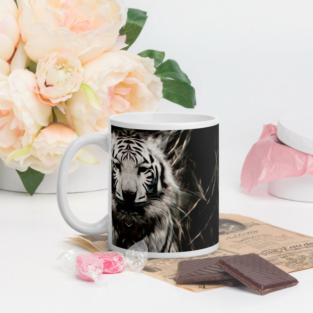 Guardian of Quiet Strength – Stylized White Tiger Mug