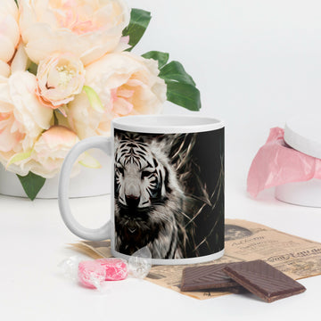 Guardian of Quiet Strength – Stylized White Tiger Mug