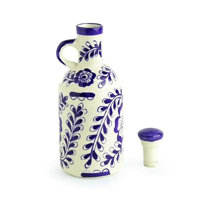 Indian Handcrafted Blue & White Mughal Ceramic Oil Dispenser- on Lucasgift