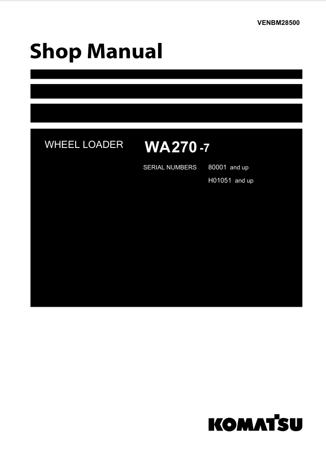 komatsu wa270-7 wheel loader repair shop service workshop manual- on Lucasgift
