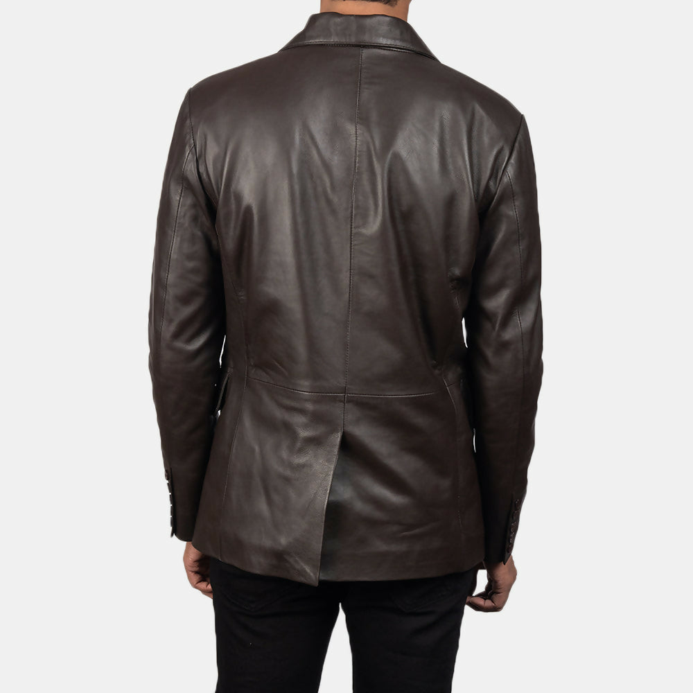 Men’s Brown Sheepskin Leather Blazer | Premium Genuine Leather Jacket for Winter & Formal Wear