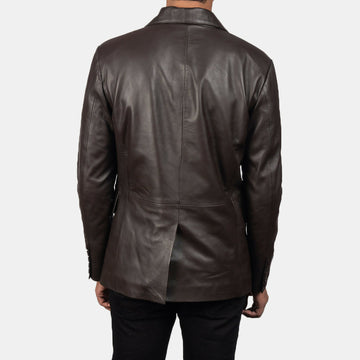 Men’s Brown Sheepskin Leather Blazer | Premium Genuine Leather Jacket for Winter & Formal Wear