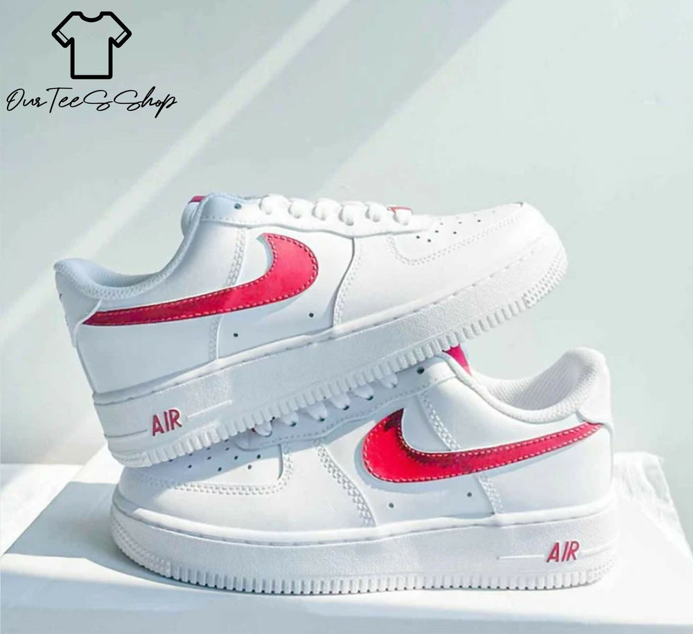 Custom Red Shadow AF1 Sneakers, Hand Painted Personalized Shoes- on Lucasgift