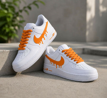 Custom Orange Drip AF1 Sneakers, Hand Painted Personalized Shoes