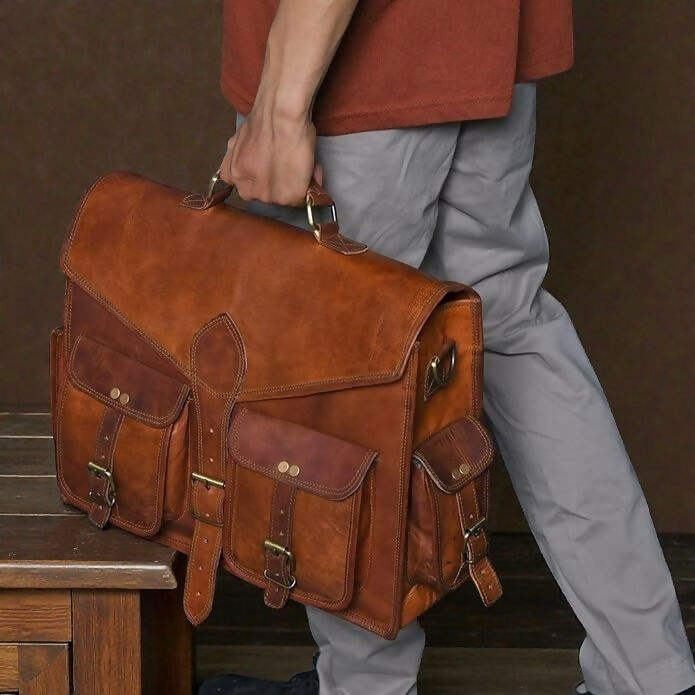 Personalized Handmade Full Grain Leather Laptop Messenger Bag Crossbody Satchel- on Lucasgift