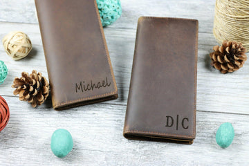 Personalized Men's Long Leather Wallet , Real Leather, Same Day Shipping, Free Shipping US- on Lucasgift