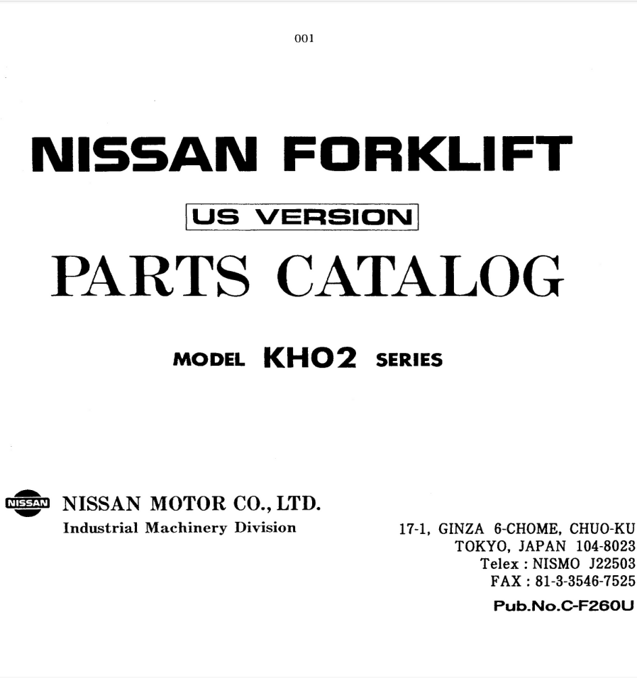 NISSAN FORKLIFT KH02 KCPH02A25PV PARTS CATALOG MANUAL- on Lucasgift
