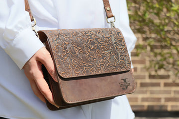 Personalized Brown Leather Bag, MONOGRAM LEATHER Bag, Leather Crossbody Bag, Leather Bag for Women, Women's Leather satchel for DAILY- on Lucasgift