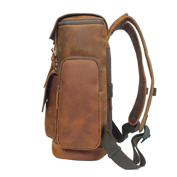 Premium Genuine Crazy Horse Leather Backpack Travel Mens- on Lucasgift