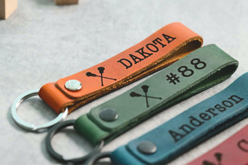 SLIM Lacrosse Personalized Keychain / Keyring / bag Tag / Name Tag - Leather Keychain- on Lucasgift
