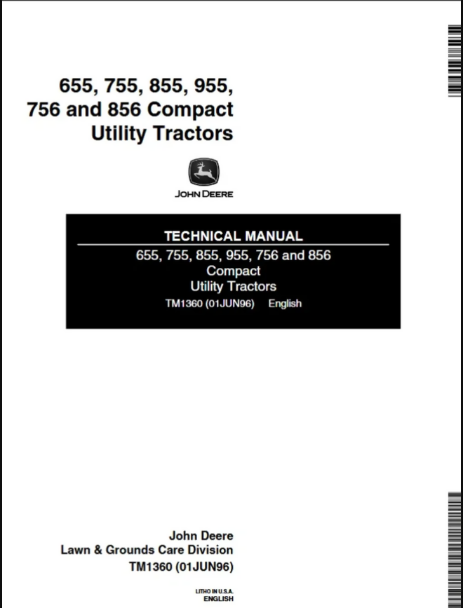 John Deere 655 755 855 955 756 856 Tractor Service Technical Manual- on Lucasgift