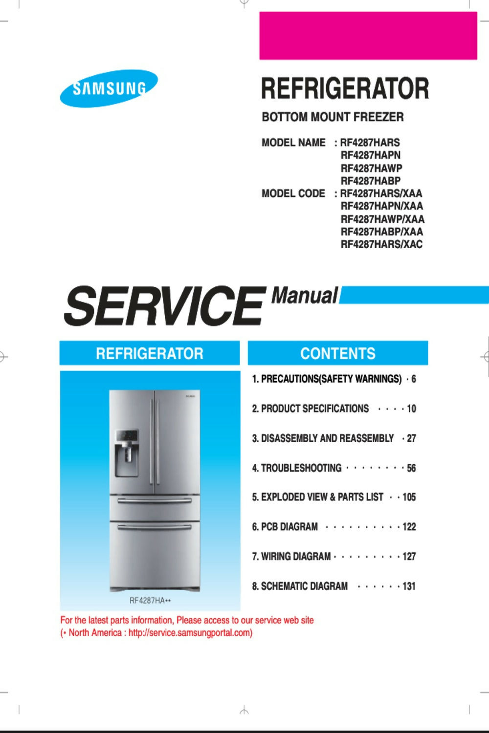 SAMSUNG RF4287HARS RF4287HARS XAA RF4287HAWP SERVICE REPAIR MANUAL
