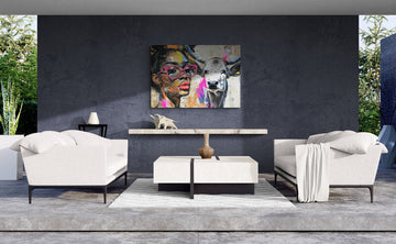 Canvas Wrap The woman and the cow- on Lucasgift