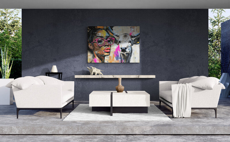 Giclee Art Print The woman and the cow- on Lucasgift