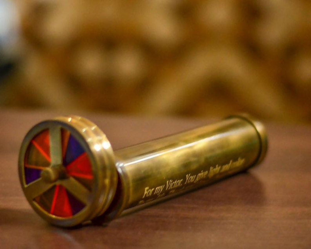 Personalized Classic Kaleidoscope, Multicolor Kaleidoscope, Gold Brass Kaleidoscope, Engraved Wedding Gift, Creative Custom Gift, Gift Idea- on Lucasgift