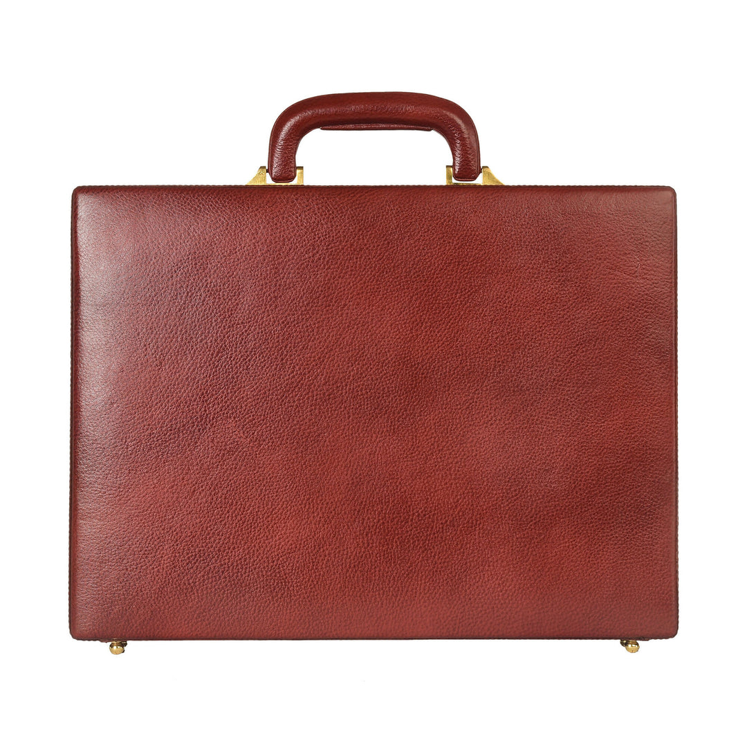 Genuine Leather Attache Briefcase for Men's Leather Executive Handbag 14 inch Laptop Bag MacBook Carry Case Documents Organizer- on Lucasgift