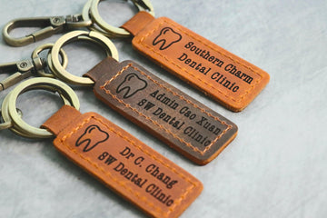 DENTIST Personalized Keychain, Dentist Keyring, Dental Clinic Key tag, Name Tag, Cute Leather Keychain, Dentist Staff Keychain- on Lucasgift