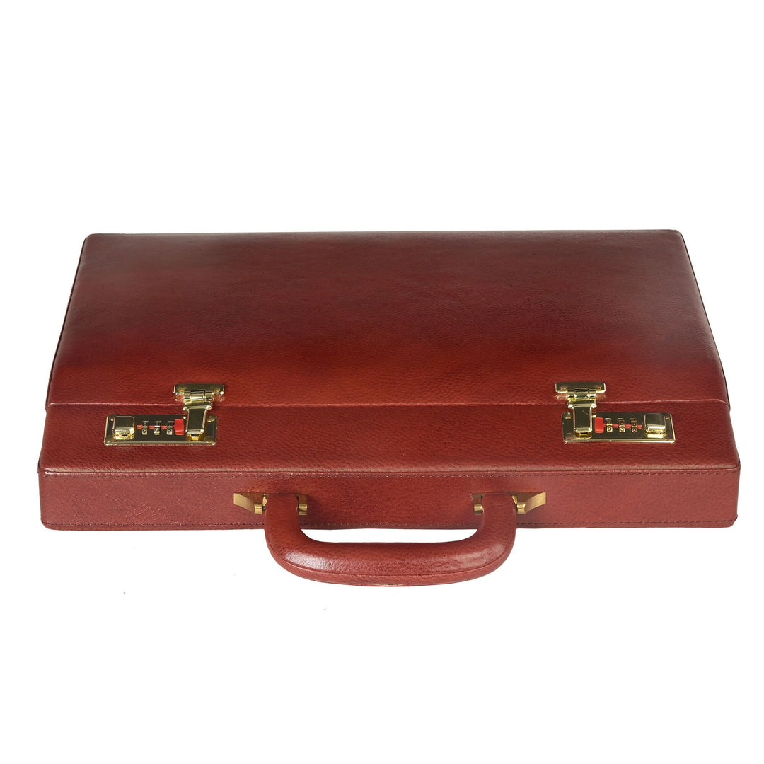 Genuine Leather Attache Briefcase for Men's Leather Executive Handbag 14 inch Laptop Bag MacBook Carry Case Documents Organizer- on Lucasgift