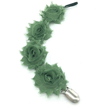 Baby Girl Rosette Pacifier Clip-Green- on Lucasgift