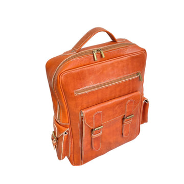 Traditional Berber Style Real Leather Rucksack - Handmade Morocco Travel Bag- on Lucasgift