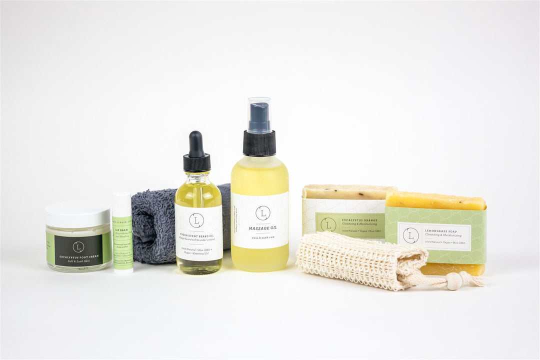 Fresh earthy Natural skincare set, Eucalyptus bath and body, Men Grooming kit/Body oil- on Lucasgift