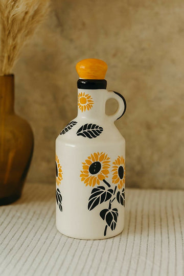 Indian Handcrafted Sunflower Ceramic Oil Dispenser- on Lucasgift