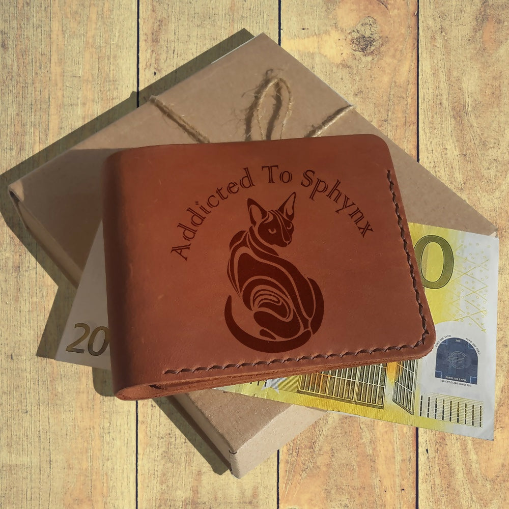 Gifts for Cat Lovers. Personalized Wallet. Engraved Leather Custom Wallet with Cat. Cat Owner Gift. Cat Lover Gift. Cat Dad Cute Wallet- on Lucasgift