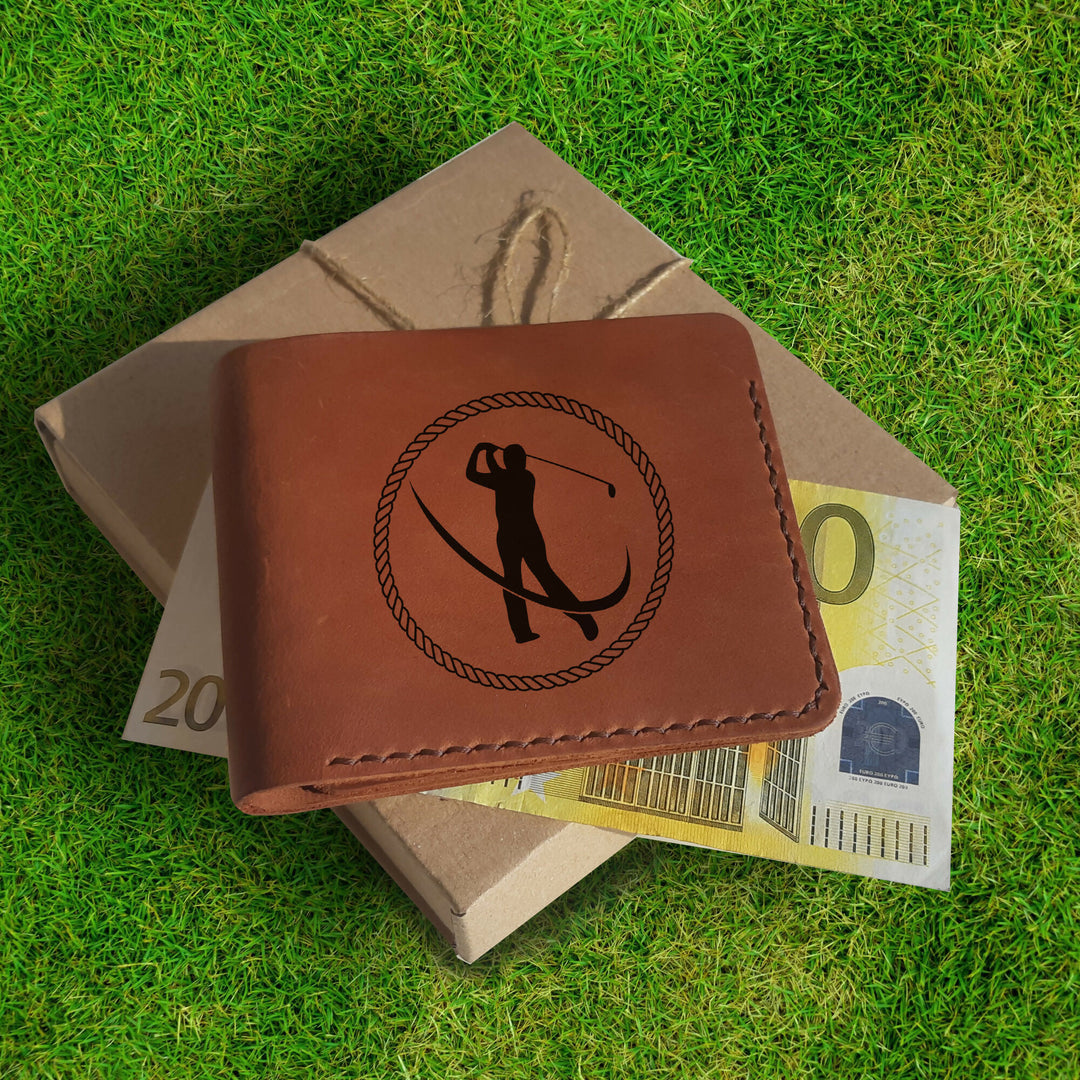 Golf Gifts for Men. Personalized Wallet. Engraved Custom Slim Leather Wallet for Men. Personalized Leather Gift for Him. Grandpa Golf Gift- on Lucasgift