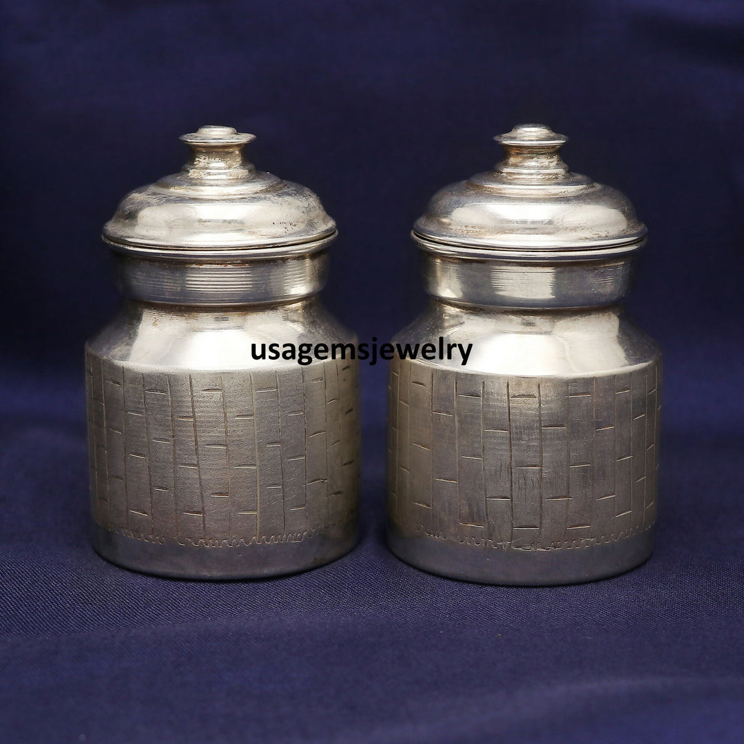 925 Sterling Silver Milk Oil Canister Antique Handmade Kitchen Decor Accent | Weight 57.8 Grams BJ1013- on Lucasgift