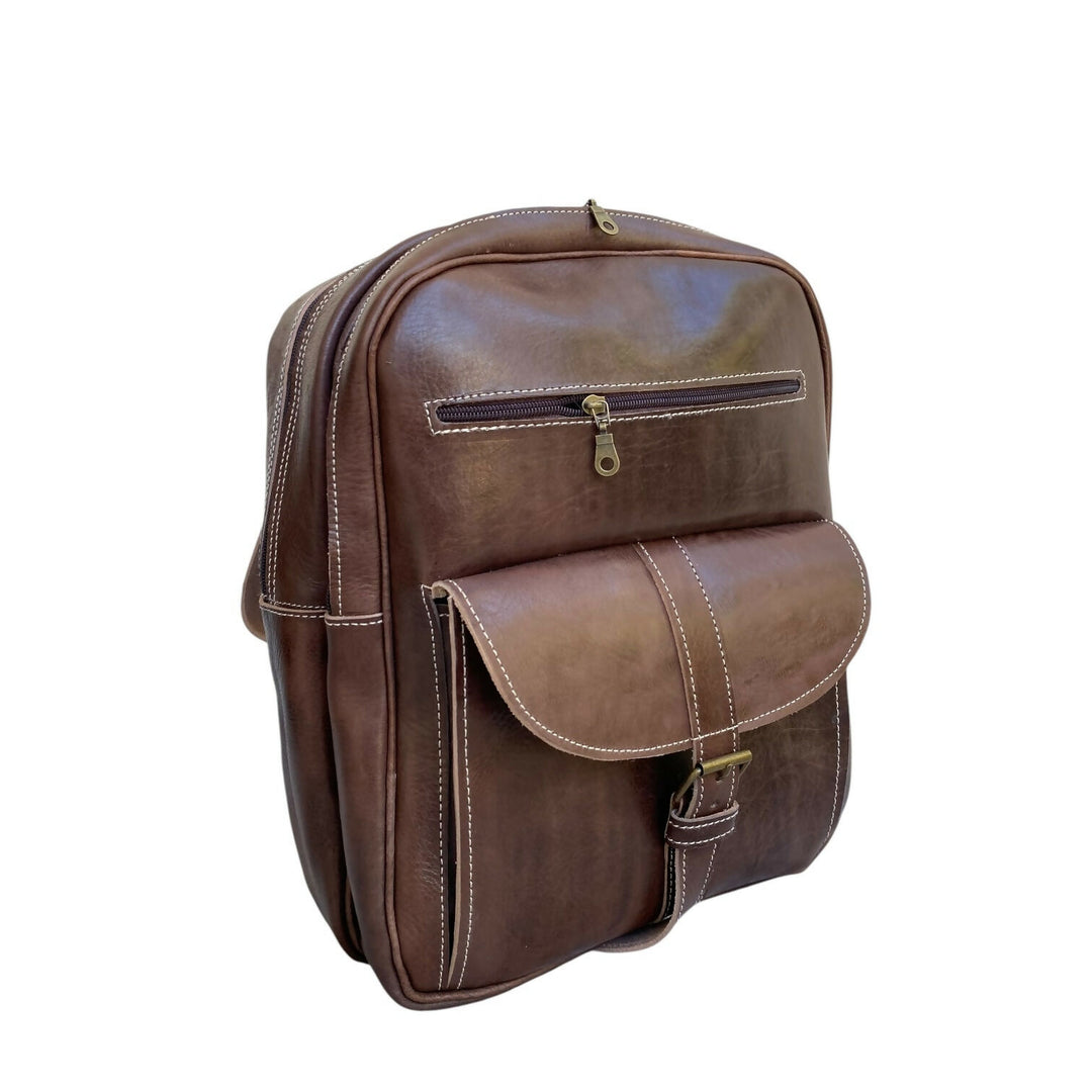 Genuine Leather Backpack Handmade Moroccan Craftsmanship Vintage Professional Style- on Lucasgift