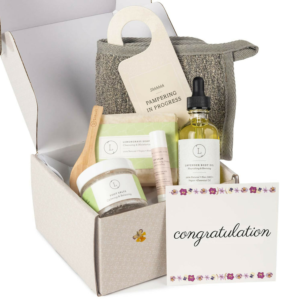 Congratulation Personalized Self care gift box, Natural skincare gift set- on Lucasgift