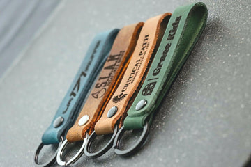 Business Logo SLIM Keychain, Custom Leather Keychain- on Lucasgift