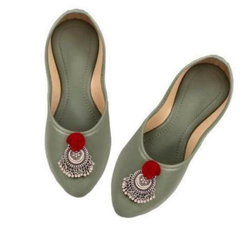 Green Buckle Jutti: Handmade Punjabi Khussa Shoes- on Lucasgift